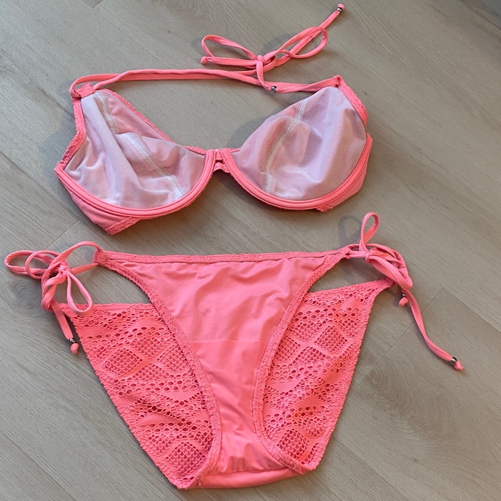 Freya Sundance Coral Pink Crocheted Bikini Set - Picture 6 of 6